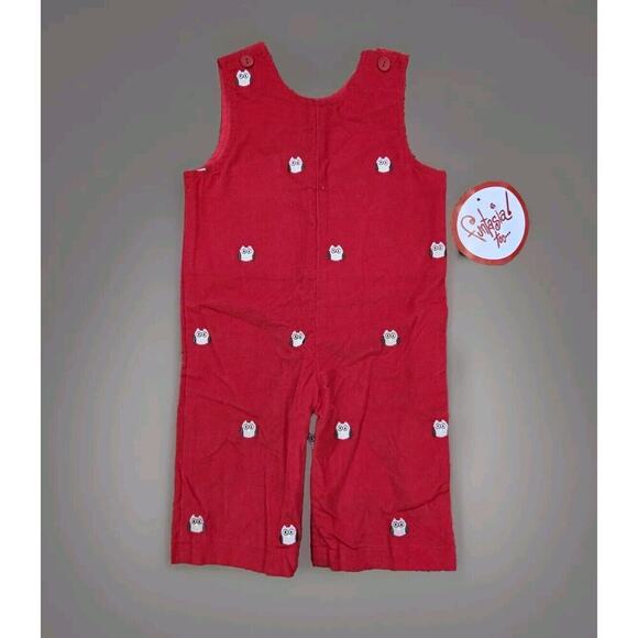FUNTASIA Too! Overall Jumpsuit Red Owl Embroidery Size 12mos